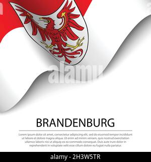 Le drapeau de Brandebourg est un état de l'Allemagne sur fond blanc.Modèle vectoriel de bannière ou de ruban Illustration de Vecteur