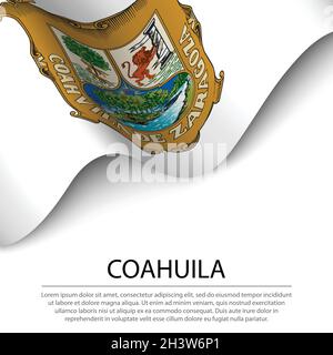 Drapeau de la spéléologie de Coahuila est un état du Mexique sur fond blanc.Modèle vectoriel de bannière ou de ruban Illustration de Vecteur