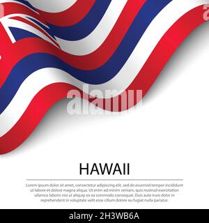 Le drapeau d'Hawaï est un état des États-Unis sur fond blanc.Modèle vectoriel de bannière ou de ruban Illustration de Vecteur