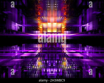 illustration 3d - composition abstraite de blocs de verre luminescents Banque D'Images