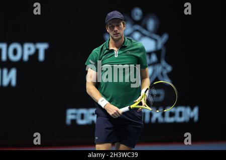 Saint-Pétersbourg, Russie.30 octobre 2021.Botic van de Zandschulp des pays-Bas vu lors d'un match contre Marin Cilic de Croatie à l'Open de Saint-Pétersbourg, tournoi de tennis 2021 à Sibur Arena.(score final: Botic van de Zandschulp 0:2 Marin Cilic) (photo de Maksim Konstantinov/SOPA Images/Sipa USA) crédit: SIPA USA/Alay Live News Banque D'Images