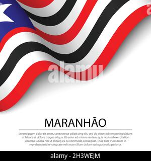 Le drapeau de Maranhao est un état du Brésil sur fond blanc.Modèle vectoriel de bannière ou de ruban Illustration de Vecteur