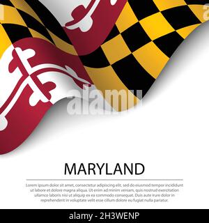 Le drapeau du Maryland est un état des États-Unis sur fond blanc.Modèle vectoriel de bannière ou de ruban Illustration de Vecteur