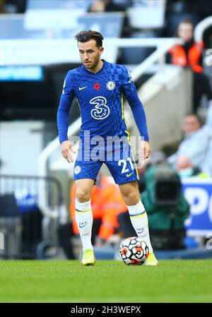 30 octobre 2021 ; St James Park, Newcastle upon Tyne, Angleterre ; EPL Premier League football, Newcastle United versus Chelsea ; Ben Chilwell de Chelsea Banque D'Images