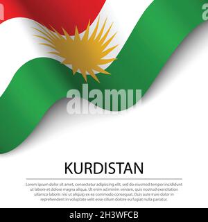 Drapeau agitant du Kurdistan sur fond blanc.Modèle vectoriel de bannière ou de ruban Illustration de Vecteur