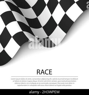 Drapeau de course à carreaux sur fond blanc.Modèle vectoriel de bannière ou de ruban Illustration de Vecteur