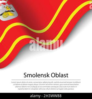 Drapeau de l'oblast de Smolensk est une région de Russie sur fond blanc.Modèle vectoriel de bannière ou de ruban Illustration de Vecteur