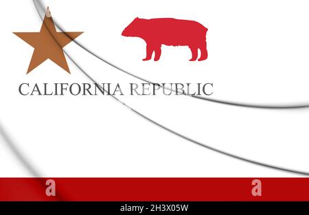 Drapeau 3D de la République de Californie. Illustration 3D. Banque D'Images