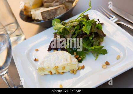 Fromage Saint Marcellin avec pignons de pin Banque D'Images