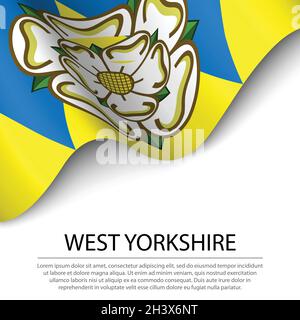 Drapeau de l'Ouest du Yorkshire est un comté d'Angleterre sur fond blanc.Modèle vectoriel de bannière ou de ruban Illustration de Vecteur