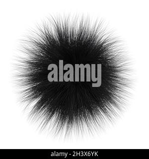 boule molletonnée, sphère noire furry isolée sur fond blanc (rendu 3d) Banque D'Images