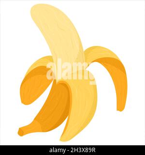 Illustration de dessin animé avec banane colorée.Produit du marché agricole.Graphique vectoriel dessiné à la main.Art isolé unique Illustration de Vecteur
