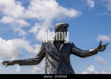 LIVERPOOL, Royaume-Uni - 14 JUILLET : statue de Biily Fury à Liverpool, en Angleterre, le 14 juillet 2021. Banque D'Images