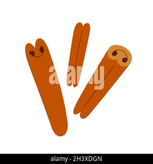 Bâtons de cannelle, illustration de l'ingrédient de cuisson isolé sur fond blanc, clip art vectoriel Illustration de Vecteur