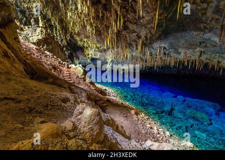 Abismo anhuma, grotte avec lac souterrain, parc national de Bonito, Mato Grosso do Sul, Brésil Banque D'Images