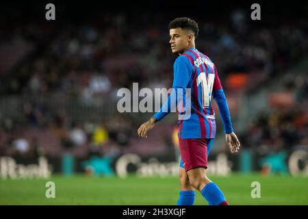 30 octobre 2021 ; Camp Nou, Barcelone, Espagne : la Liga football, FC Barcelone contre Alaves : 14 Philippe Coutinho du FC Barcelone Banque D'Images