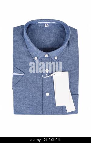 Chemise en coton bleu denim Banque D'Images