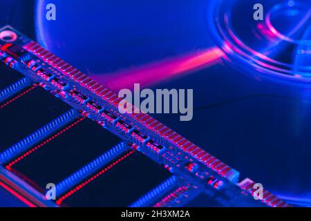 Gros plan sur la mémoire vive (RAM) de l'ordinateur Banque D'Images