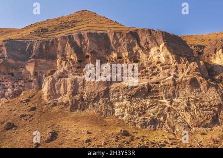 Monastère de la grotte de Vardzia et ville dans la roche, Géorgie Banque D'Images