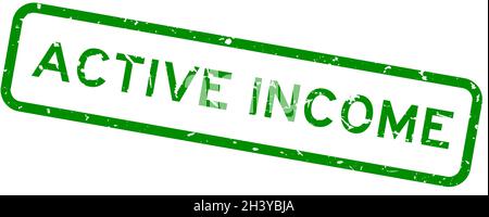 Grunge vert actif mot carré caoutchouc cachet sur fond blanc Illustration de Vecteur