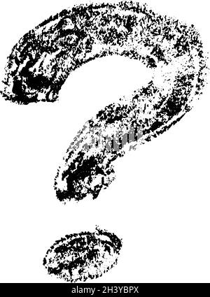 Grunge de couleur noire texturée en forme de point d'interrogation sur fond blanc Illustration de Vecteur