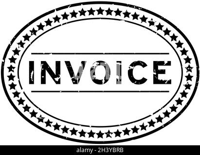 Grunge noir mot de facture ovale joint d'étanchéité en caoutchouc sur fond blanc Illustration de Vecteur