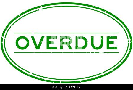 Grunge vert mot dépassé ovale joint en caoutchouc sur fond blanc Illustration de Vecteur