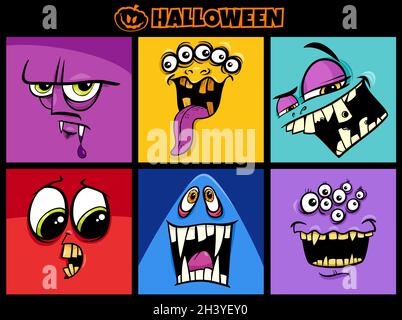 Halloween vacances monstres caricatures personnages ensemble Banque D'Images