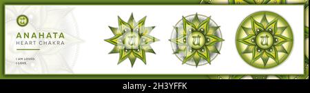 Chakra symboles, coeur chakra - ANAHATA - acceptation, Amour, compassion, sincérité - 'J'AIME' Banque D'Images