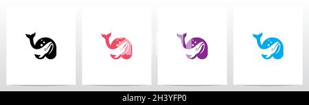Whale Diving on Letter logo Design A Illustration de Vecteur