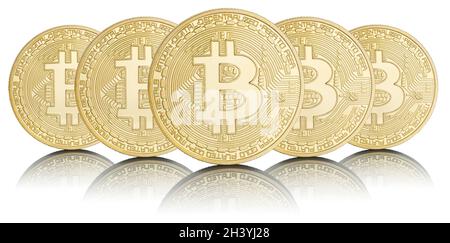 Bitcoin crypto monnaie en ligne payer de l'argent numérique crypto-monnaie économie financement exempté dans une rangée Banque D'Images