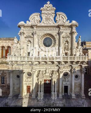 Lecce, façade baroque de l'église Sainte-Croix, Basilique de Santa Croce, Banque D'Images