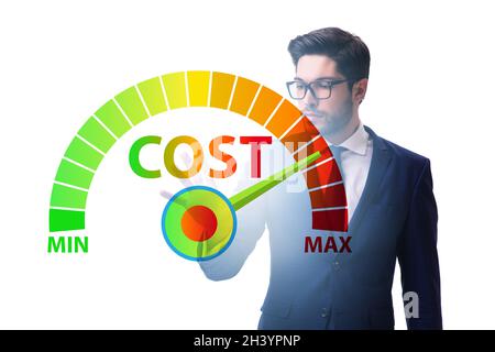 Homme d'affaires dans le concept de gestion des coûts Banque D'Images