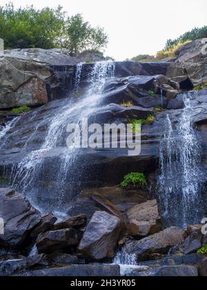 Cascade sous le sommet de Hoverla Banque D'Images