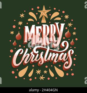 lettrage joyeux noël avec illustration à motif vectoriel en étoile Illustration de Vecteur