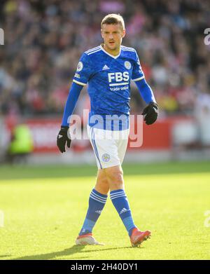 Jamie Vardy de Leicester City pendant le match au Brentford Community Stadium.Image : Mark pain / Alamy Banque D'Images