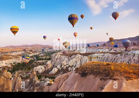 Vol en montgolfière sur la Cappadoce Turquie Banque D'Images