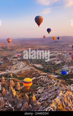 Vol en montgolfière sur la Cappadoce Turquie Banque D'Images
