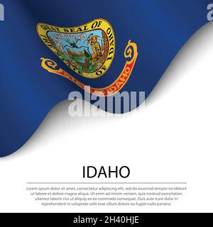 Le drapeau de l'Idaho est un état des États-Unis sur fond blanc.Modèle vectoriel de bannière ou de ruban Illustration de Vecteur