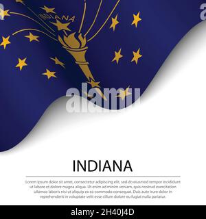 Le drapeau de l'Indiana est un état des États-Unis sur fond blanc.Modèle vectoriel de bannière ou de ruban Illustration de Vecteur