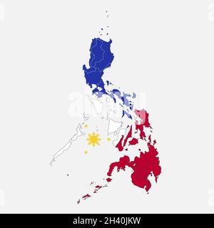 Carte des Philippines dans les couleurs du drapeau avec divisions administratives vierges Banque D'Images