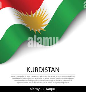 Drapeau agitant du Kurdistan sur fond blanc.Modèle vectoriel de bannière ou de ruban Illustration de Vecteur