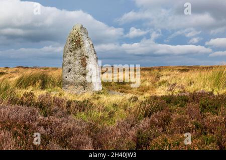 Le Millenium Stone sur le haut Moor de Danby, dans le parc national des Moors de North York, dans le Yorkshire, en Angleterre Banque D'Images