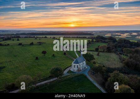 La chapelle des marins au coucher de soleil, France, Saint-Valéry sur somme. Banque D'Images