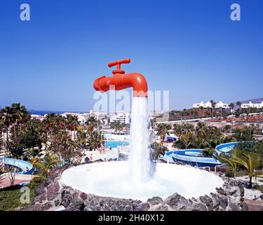 Orange Tap dans le parc aquatique Octopus, Playa de las Americas, Tenerife, Espagne. Banque D'Images