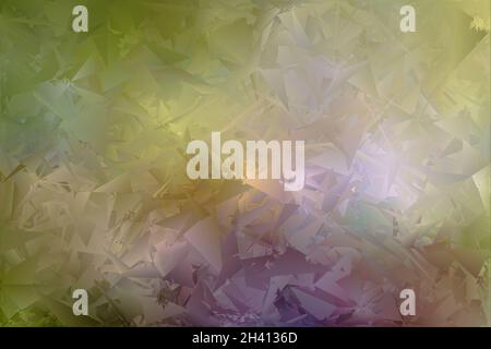 Fond vert, jaune, violet avec zones mouchetées, brillantes et paillettes de givre Banque D'Images