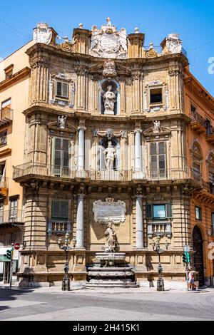 Quattro Canti à Palerme, Sicile Banque D'Images