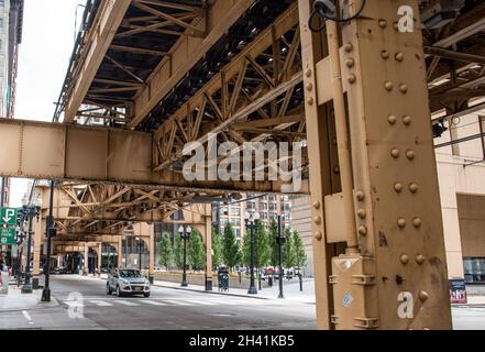 Métro de la ligne de boucle à Chicago, Etats-Unis Banque D'Images