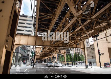 Métro de la ligne de boucle à Chicago, Etats-Unis Banque D'Images