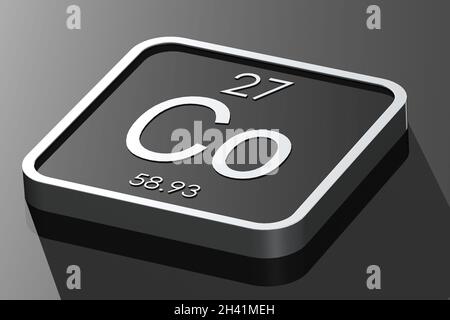 Cobalt element from periodic table on black square block Stock Photo